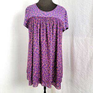 Matilda Jane Women's Long Shirt Top layered purple floral Size M Medium 95 rayon